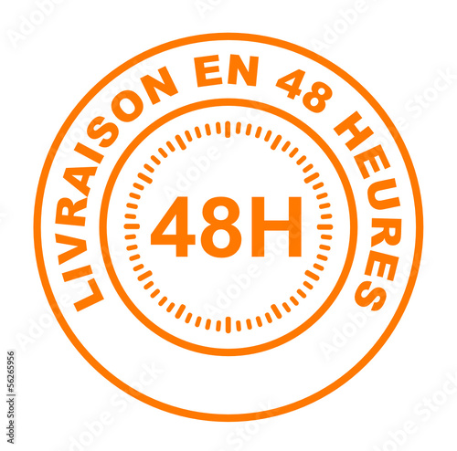 livraison en 48 heures sur bouton web rond orange