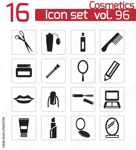 Vector black  cosmetics  icons set