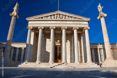 The main facade of the Academy of Athens. Greece.