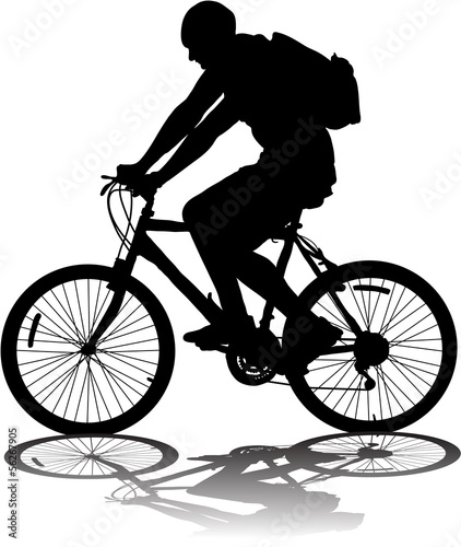 Fototapeta Naklejka Na Ścianę i Meble -  Vector silhouette of the cyclist