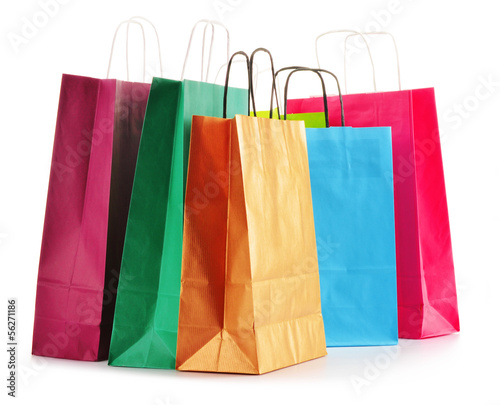 Paper shopping bags isolated on white background