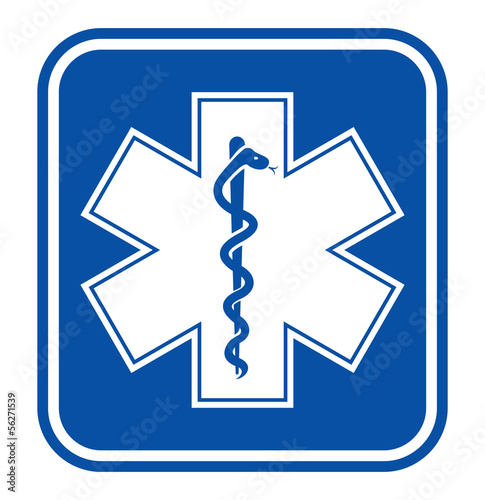 Emergency star icon - medical symbol caduceus snake with stick