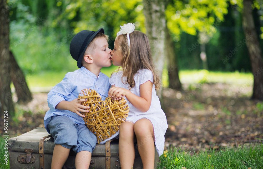 Fine Picture Of Two Cute Kids Kissing Each Other Stock Photo Adobe Stock