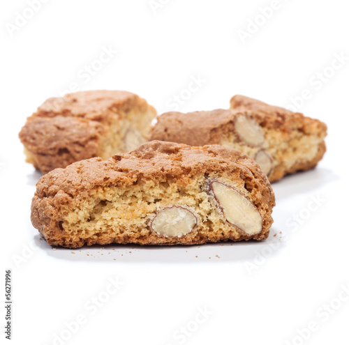 Cantuccini cookies with almond  isolated on white