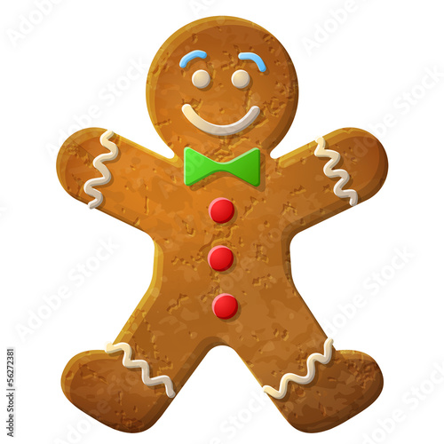 Gingerbread man decorated colored icing