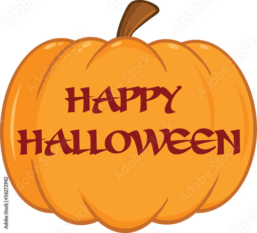 Pumpkin With Text Cartoon Illustration