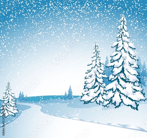 Winter landscape. Vector.