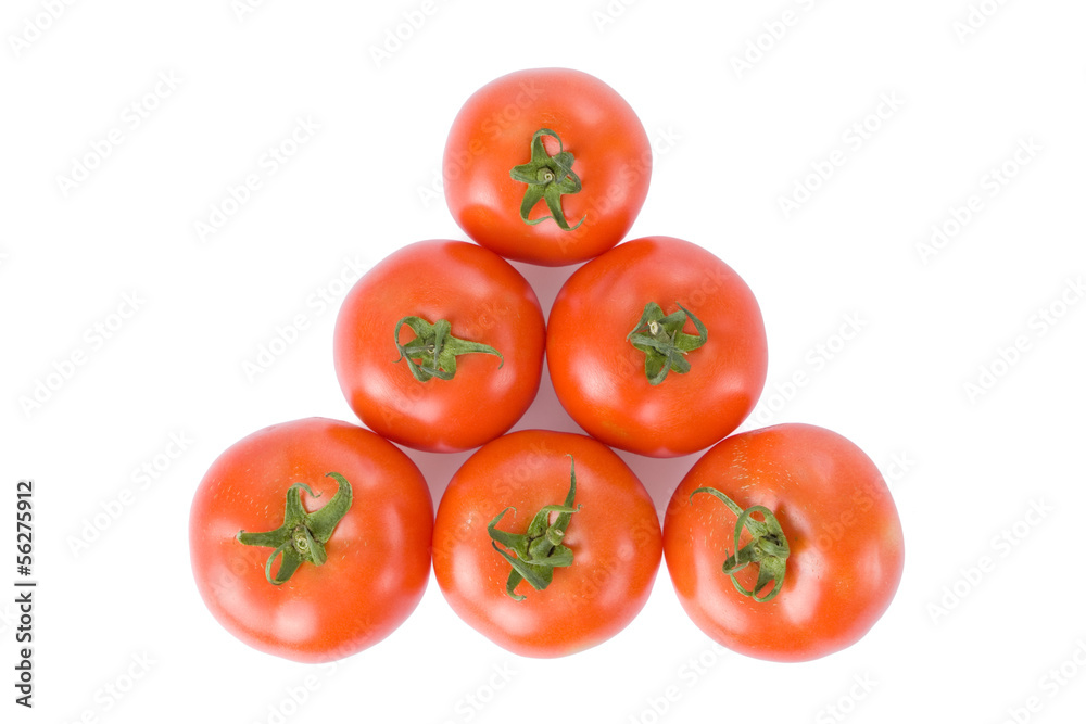Ripe tomatoes isolated on a white background Ripe tomatoes isolated on a white background