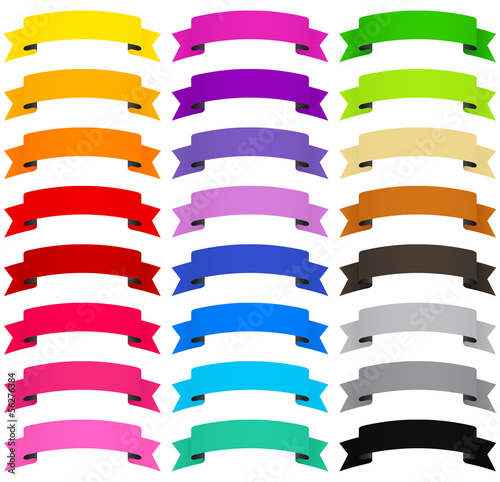 Collection of curved banners in each color, EPS 10