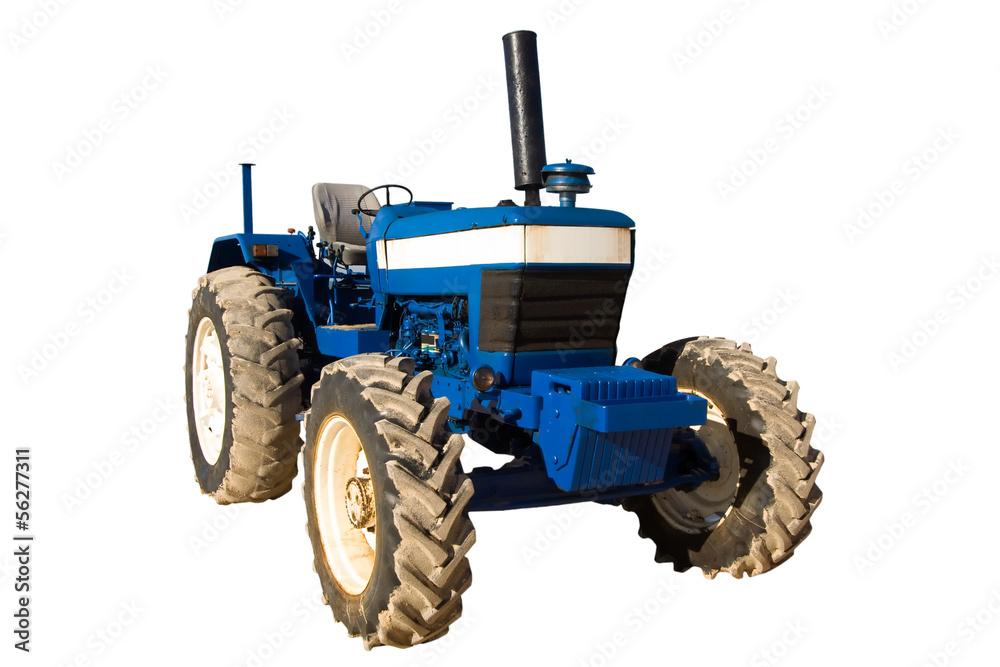 old blue rusty tractor with dirty wheels old blue rusty tractor with dirty wheels