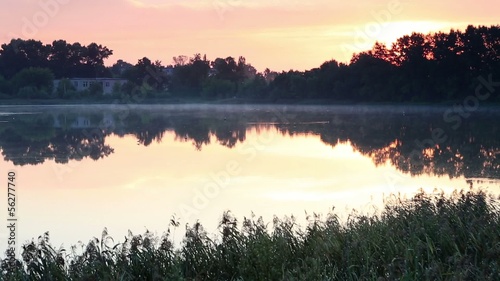 Sunrise over the reservoir in Vyshny Volochyok, Vyshnevolotsk di photo