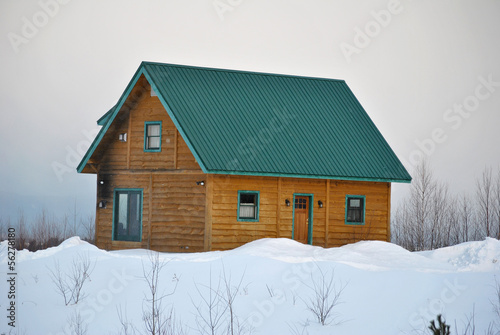 Constructed House with Snow