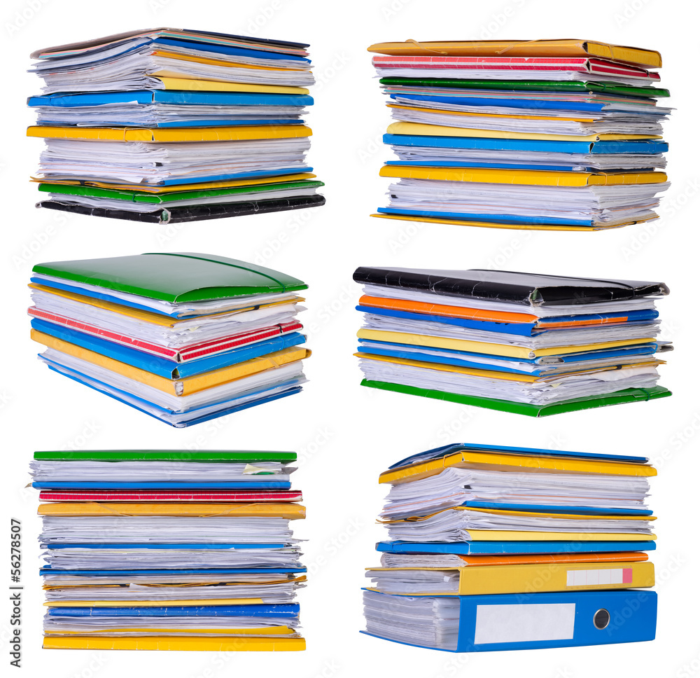 Stacks of papers and documents isolated on white Stacks of papers and documents isolated on white