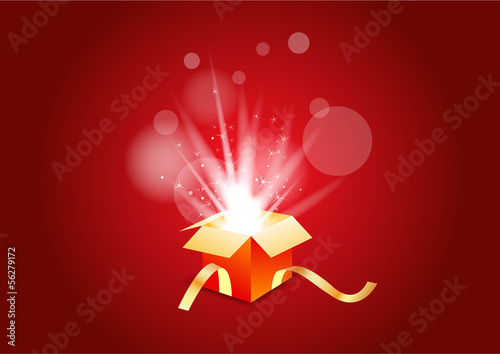 Noël - cadeau lumineux - rouge et or