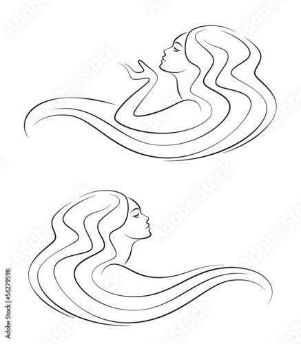 Woman head with long hair