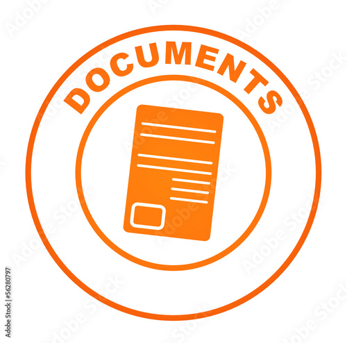 documents sur bouton web rond orange