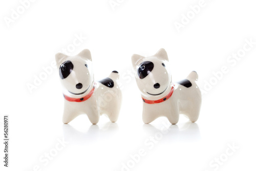 Two Dog Figurine on White Background