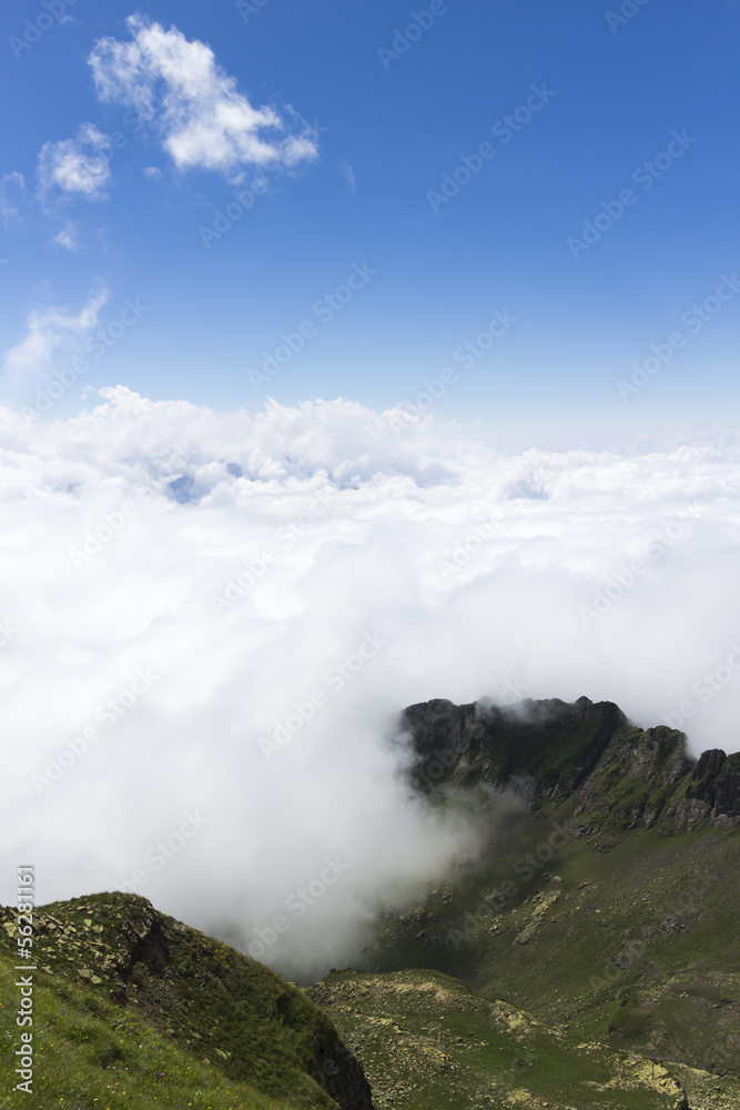 mountains, blue sky and clouds
