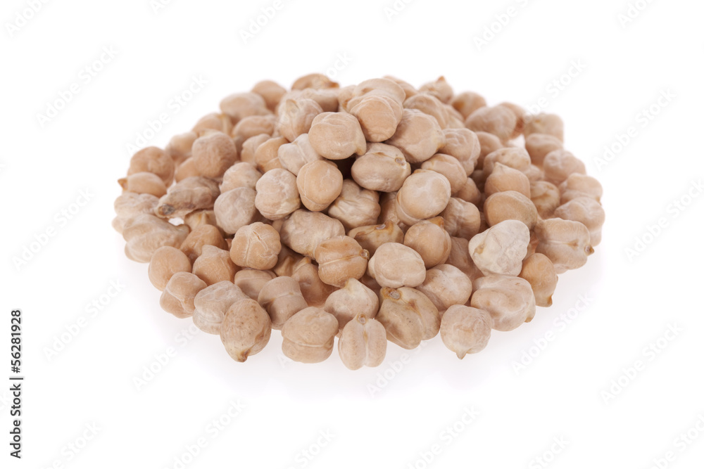 White chickpeas isolated on a white background White chickpeas isolated on a white background