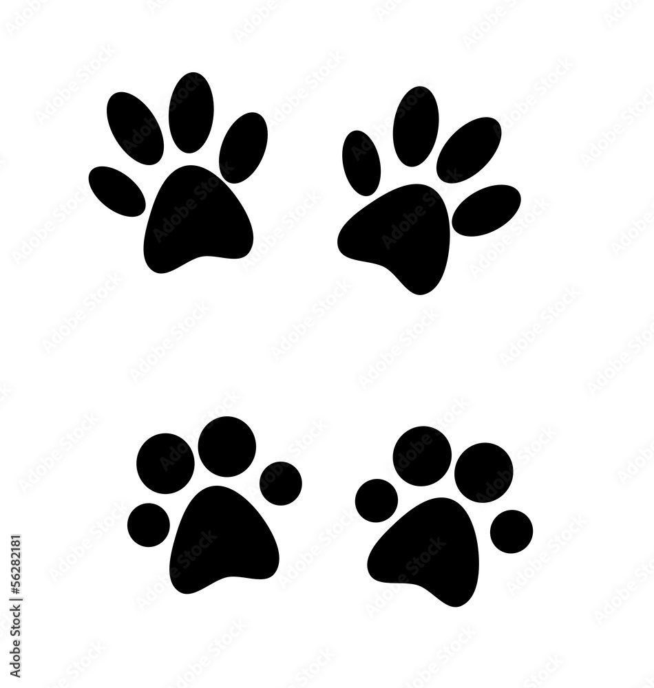 Black paw prints. Black paw prints.
