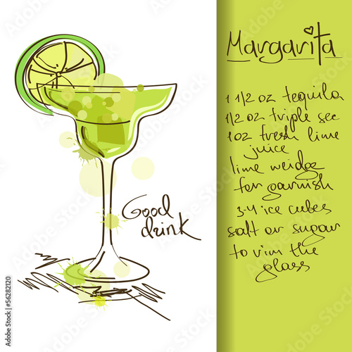 Illustration with Margarita cocktail