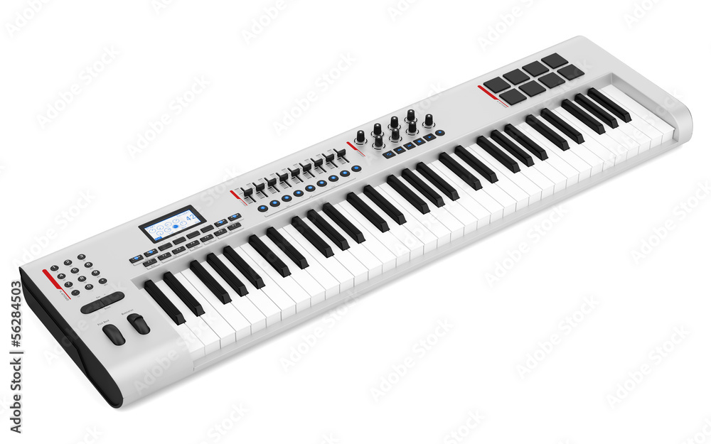 gray synthesizer isolated on white background gray synthesizer isolated on white background