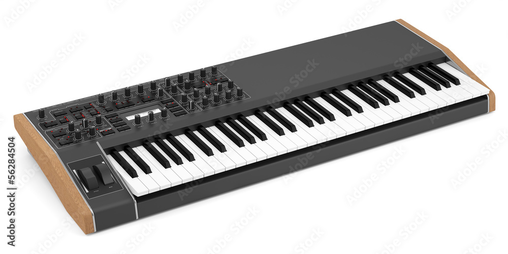 Naklejka premium black synthesizer isolated on white background
