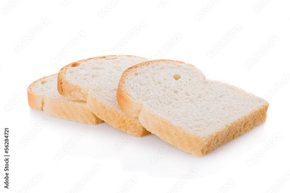 Three bread slices isolated on white background Three bread slices isolated on white background