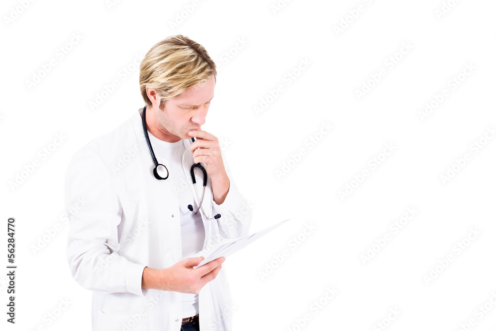 Successful doctor reading a diagnosis Successful doctor reading a diagnosis