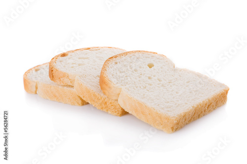 Three bread slices isolated on white background
