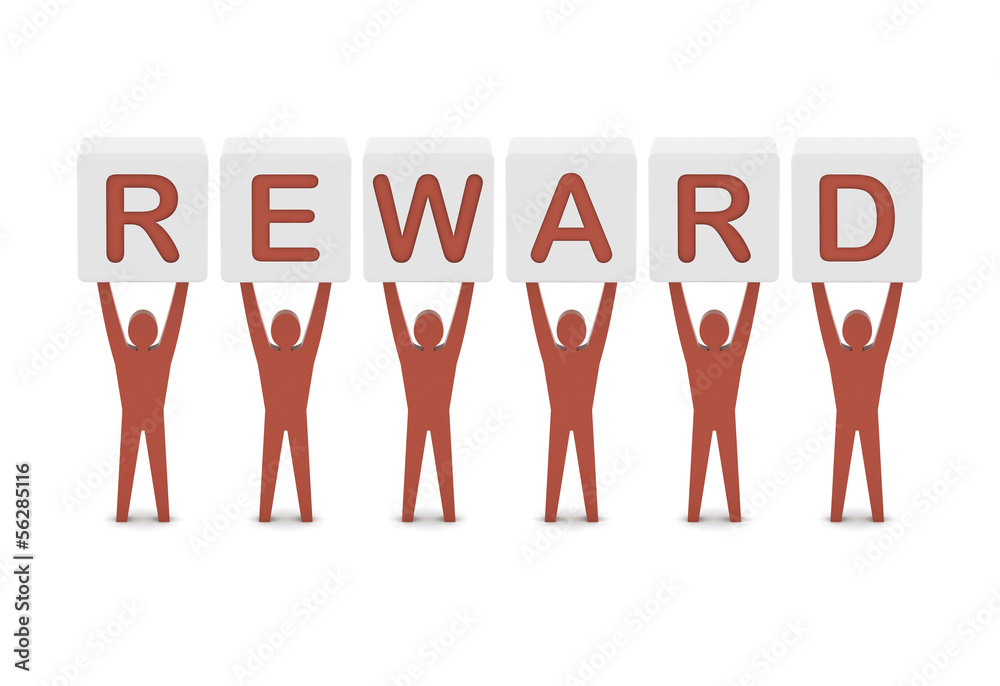 Men holding the word reward. Concept 3D illustration. Men holding the word reward. Concept 3D illustration.