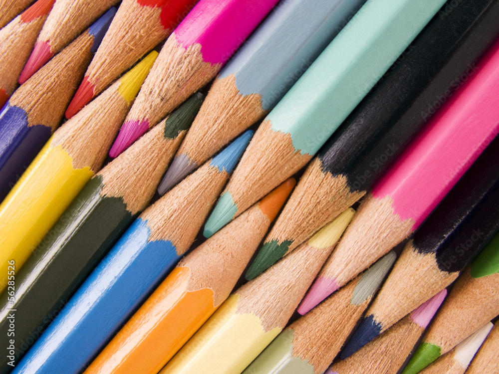Fototapeta premium Color pencils collection with colors mixed.
