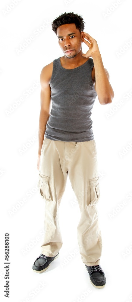 Attractive afro-american man posing in studio Attractive afro-american man posing in studio