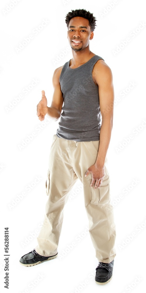 Naklejka premium Attractive afro-american man posing in studio