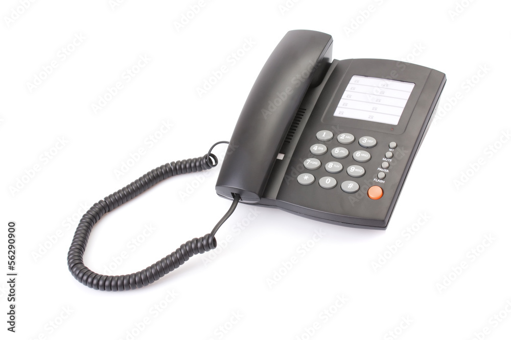 Black office telephone isolated on white background Black office telephone isolated on white background