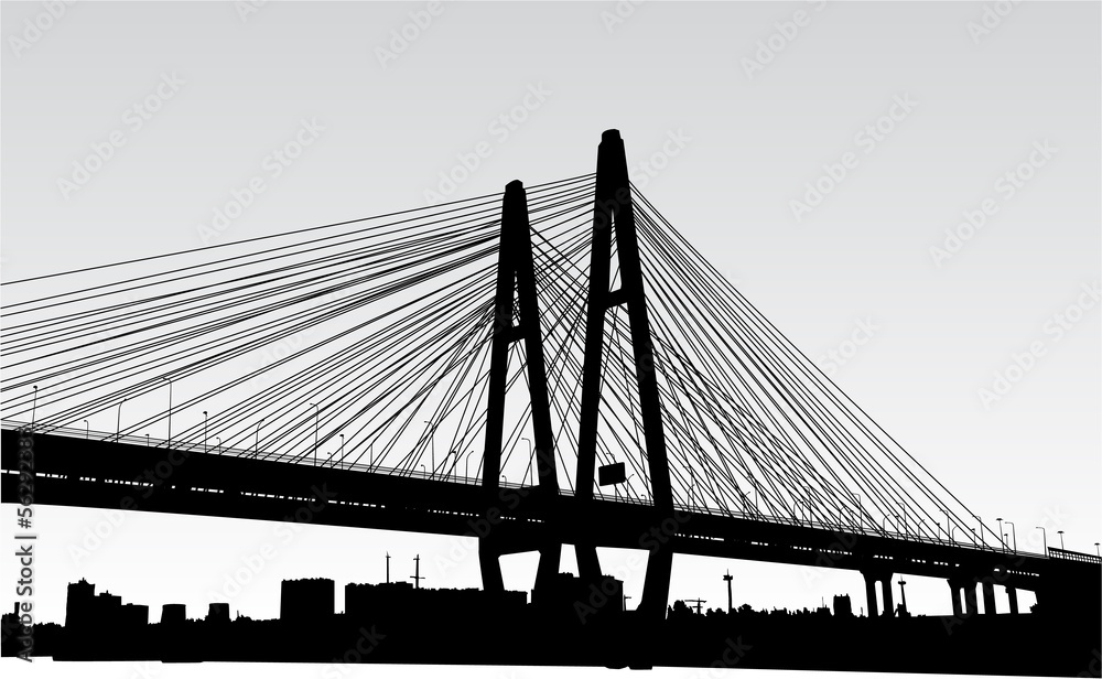 vector silhouette of the cable-stayed bridge