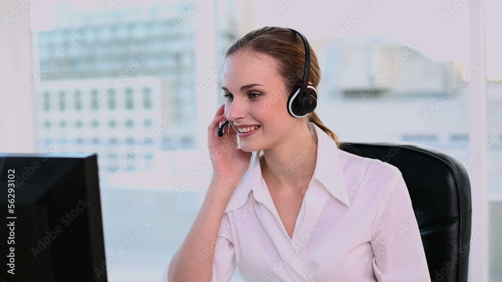 Happy call center agent working
