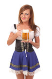 Young attractive woman holding a beer