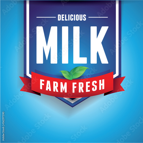 Milk label lettering - vector label and ribbon