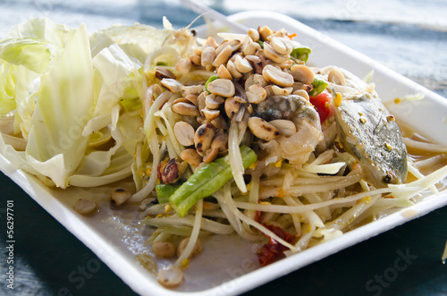 papaya salad with Horse crab or somtum pooma photo