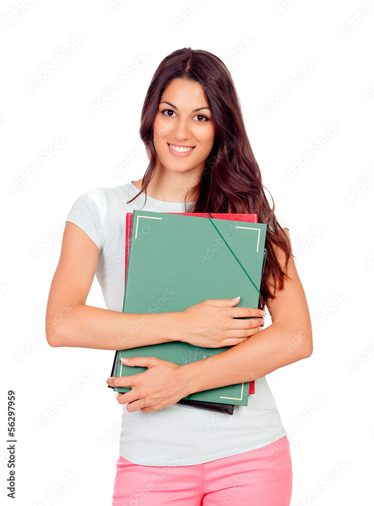 Pretty student girl with pink pants Pretty student girl with pink pants