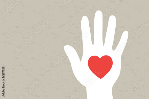 Hand with heart. Vector illustration.