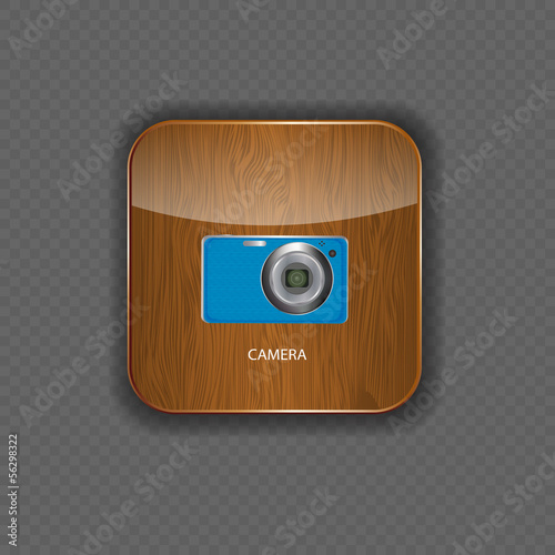 Camera wood application icons vector illustration