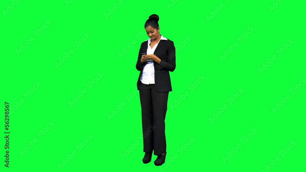 Asian Indian Business Female Green Screen Smart Phone Asian Indian Business Female Green Screen Smart Phone