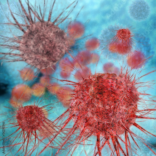 Cancer cells - 3d Rendering photo