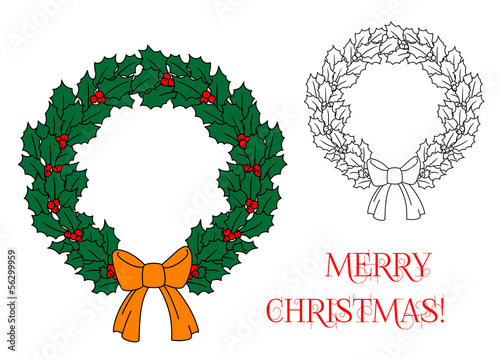Christmas wreath with holly and berries