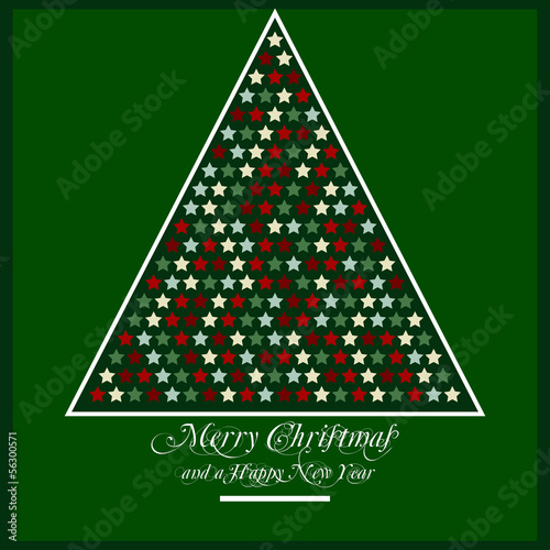 Stilisierter  Weihnachtsbaum Merry Christmas grün