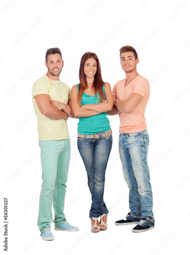 Pretty girl with two handsome boys Pretty girl with two handsome boys