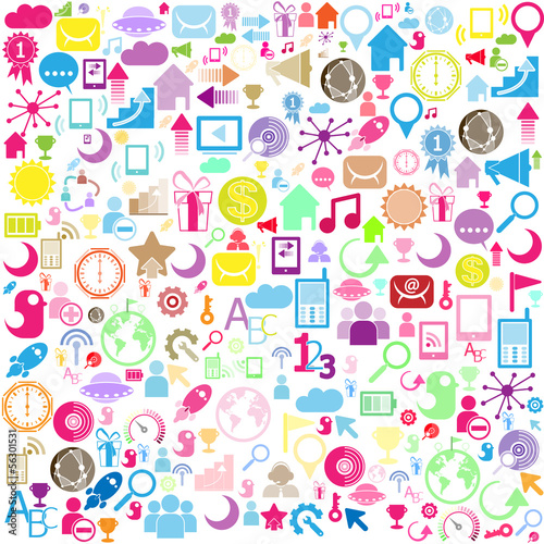 Circle Color Set of network icons - vector icons