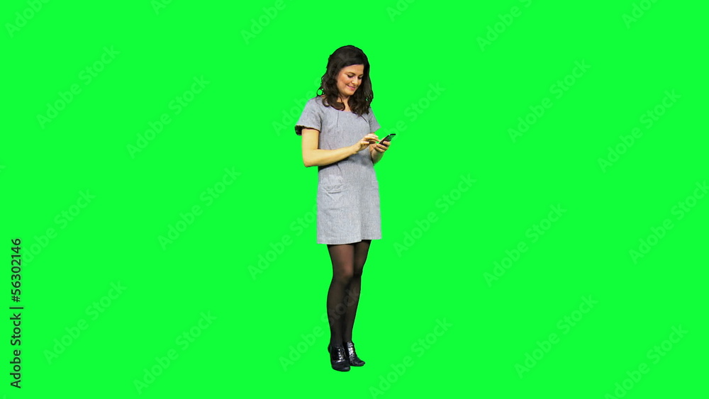 Caucasian Businesswoman Green Screen Smart Phone Caucasian Businesswoman Green Screen Smart Phone